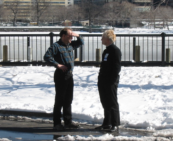 Tim Berners-Lee and Steven Pemberton discuss HTML in a snowy Boston