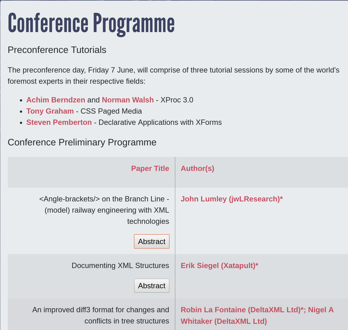 A Conference Overview Page